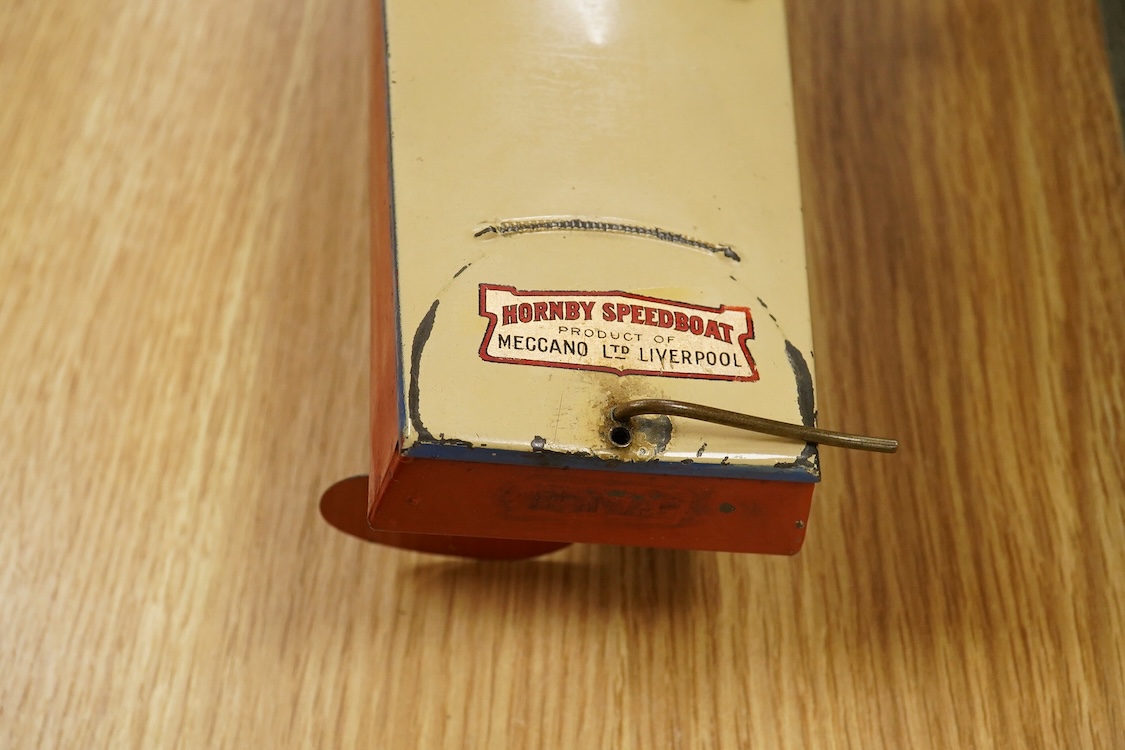 A boxed Hornby tinplate clockwork Speed Boat No.3, Condor